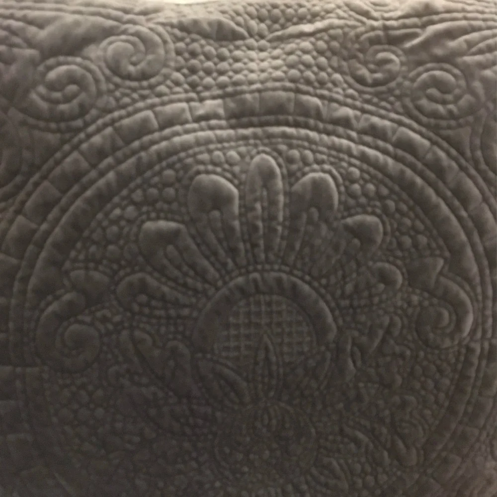 Single Pottery Barn Gray Velvet Medallion Euro Sham 26” x 26”